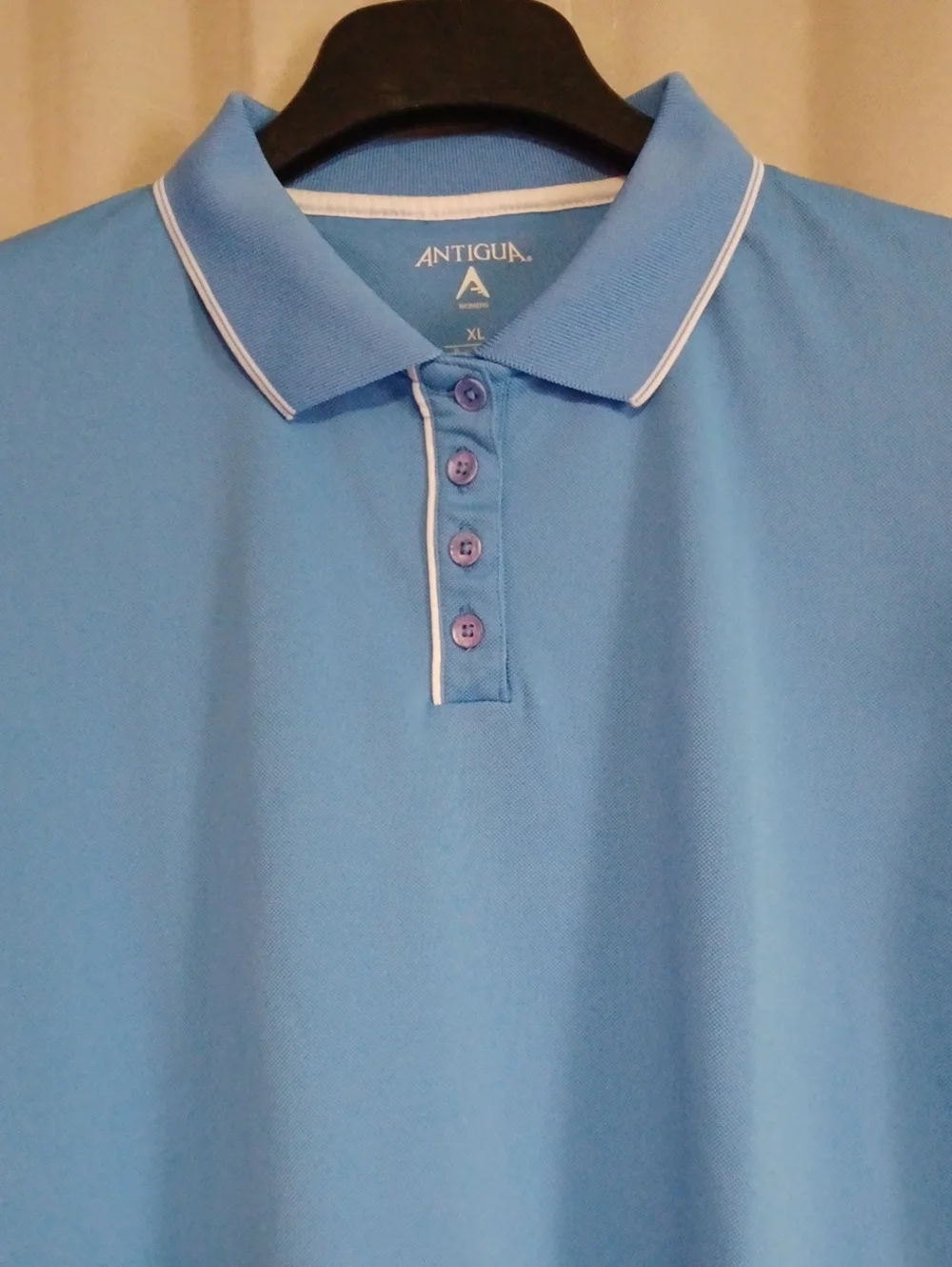 Antigua Women's Performance Golf Polo Shirt Light Blue White Trim Size XL - Picture 3 of 14